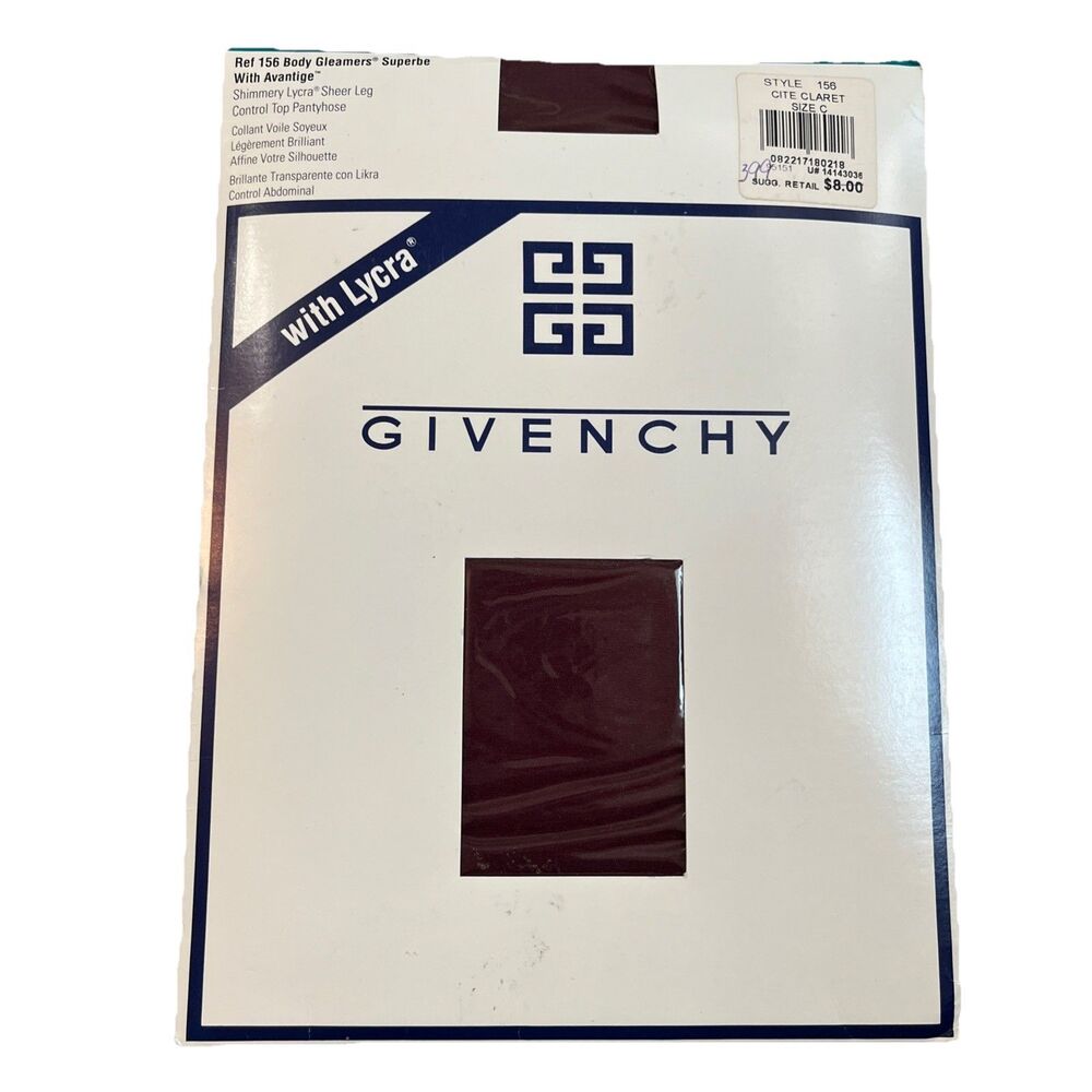 Givenchy Body Gleamers Shimmery Lycra Sheer Leg Control Top Pantyhose C Claret